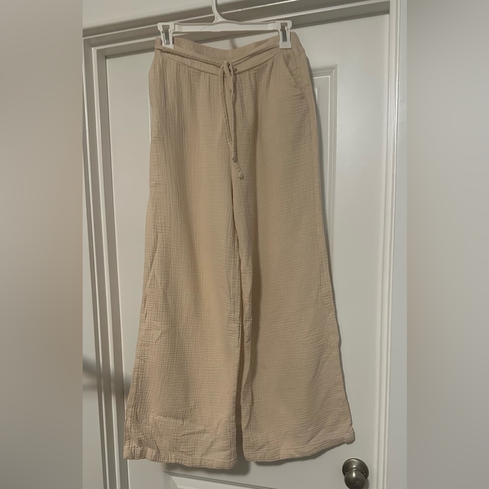 Beige Wide-Leg Pants